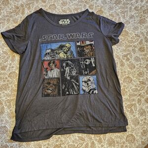 Star Wars Women's Tee with Iconic Characters - Dark Gray